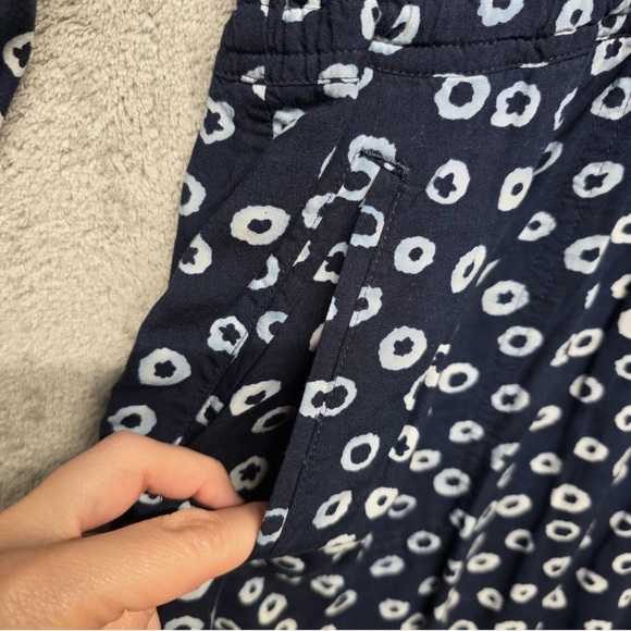 LOFT Blue White Dot Shirt Dress Small Lined Pockets Drawstring Waist - Picture 7 of 15